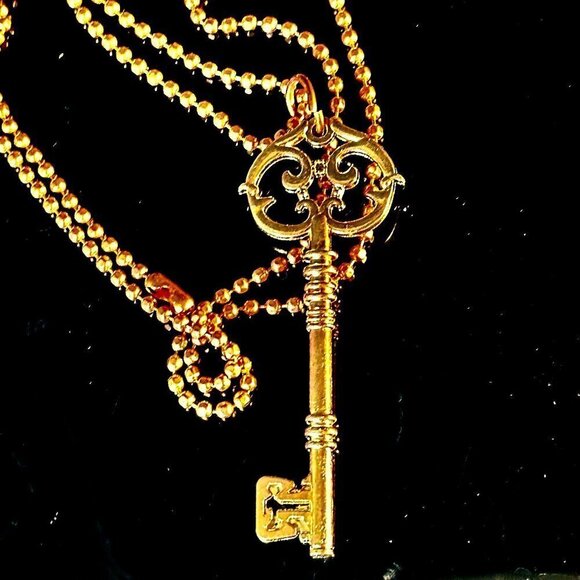 Key SteampunkCopper Pendant Necklace Gift Gothic Skate Punk Handmade - Picture 2 of 6